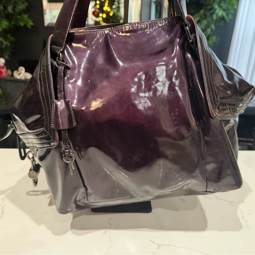 Salvatore Ferragamo Deep Burgundy Patent Shoulder Bag - Picture 6 of 9